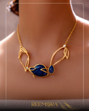Sapphire Leaf Gold Necklace