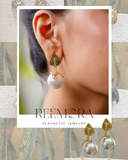 Gold Leaf Pearl Drop Earrings