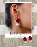 Ruby Pearl Stud Earrings