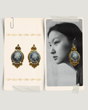 Antique Cameo Pearl Drop Earrings