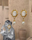 Classic Pearl Cameo Drop Earrings