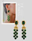 Emerald Green Beaded Drop Earrings