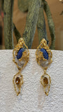 Gold Lapis Lazuli & Citrine Drop Earrings