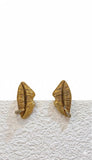 Gold-Tone Textured Leaf Stud Earrings