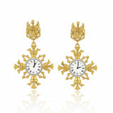 Golden Clock-Inspired Statement Drop Earrings