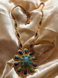 Azure Bloom Gold Necklace