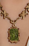 Cherub Green Stone Pendant Necklace