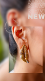 Gold-Tone Textured Leaf Stud Earrings