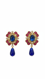 Floral Blue Stone Drop Earrings