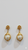 Floral Gold-Tone Pearl Drop Earrings