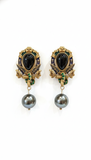 Egyptian Scarab Pearl Drop Earrings