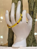 Yellow Enamel Gemstone Gold Cuff Bracelet