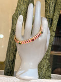 Pink Enamel Gemstone Gold Cuff Bracelet