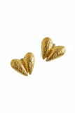 Golden Heart Textured Stud Earrings