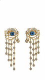 Golden Evil Eye Chandelier Earrings