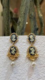 Vintage Cameo Pearl Drop Earrings