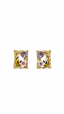 Gold Framed Bird & Floral Statement Earrings