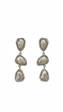 Silver Pearl Drop Statement Earrings