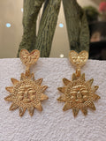 Sun & Heart Gold Statement Earrings