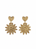 Sun & Heart Gold Statement Earrings