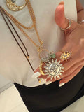 Celestial Sun Pendant Layered Necklace