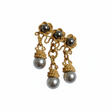 Golden Pearl Cascade Brooch