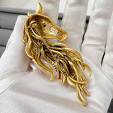 Majestic Horse Head Gold Brooch