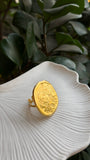 Vintage Coin Texture Gold Ring