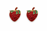 Red Strawberry Crystal Button