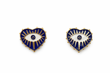Gold with Navy Blue & White accents Heart Evil Eye Heart Button