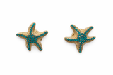 Turquoise Starfish Gold Button