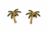Emerald Palm Tree Gold Button