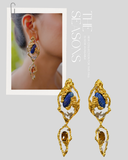 Gold Lapis Lazuli & Citrine Drop Earrings