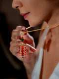 Ruby Lantern Drop Necklace