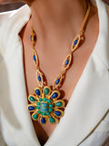 Azure Bloom Gold Necklace