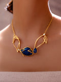 Sapphire Leaf Gold Necklace