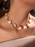 Ivory Pearl-Link Gold Necklace