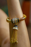 Golden Coil Bracelet with Black Tassel Charm Bracelet