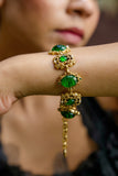 Vintage Green Stone Floral Bracelet