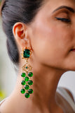 Emerald Green Beaded Drop Earrings