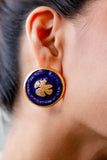 Navy Enamel Clover Stud Earrings