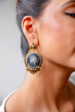 Antique Cameo Pearl Drop Earrings
