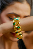 Emerald Stone Gold Statement Bracelet