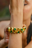 Emerald Stone Gold Statement Bracelet