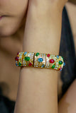 Multicolor Stone Studded Gold Bracelet