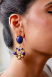 Blue Stone Insect Motif Drop Earrings