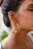 Floral Gold-Tone Pearl Drop Earrings