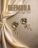 Textured Gold Disc with Bow Dangle Button