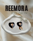 Black Heart Crystal Button