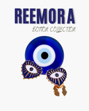 Gold with Navy Blue & White accents Heart Evil Eye Heart Button